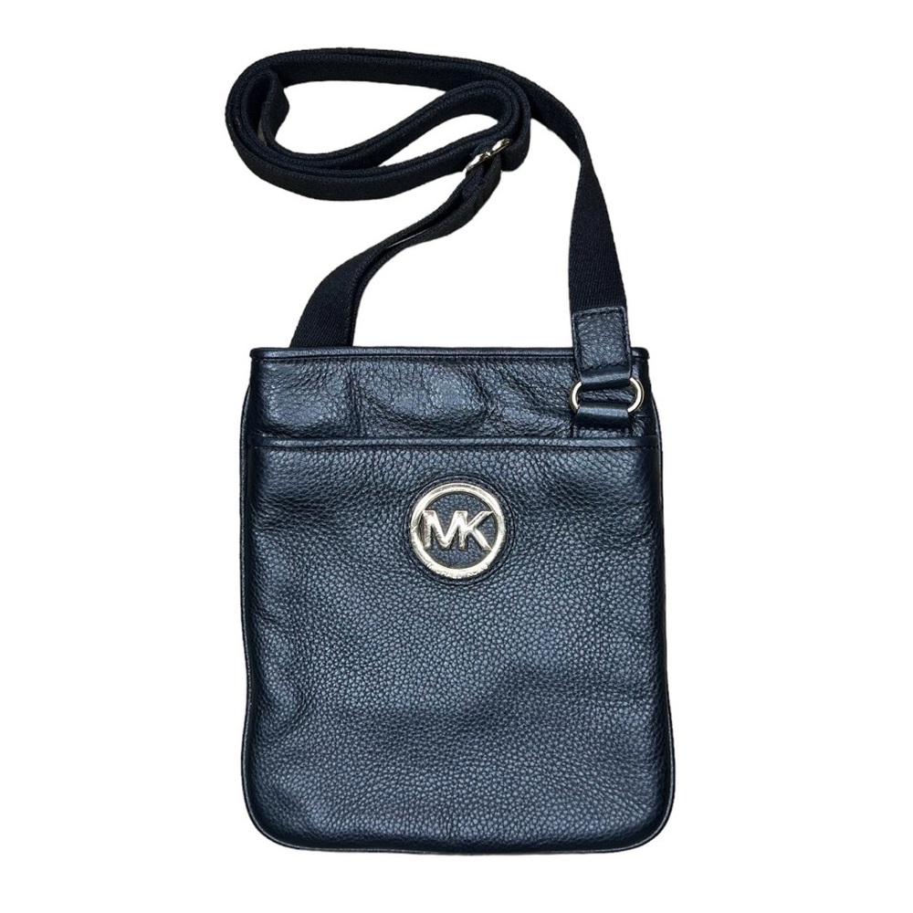 Michael Kors Vintage Leather Crossbody Satchel Handbag Black Adjustable Strap
